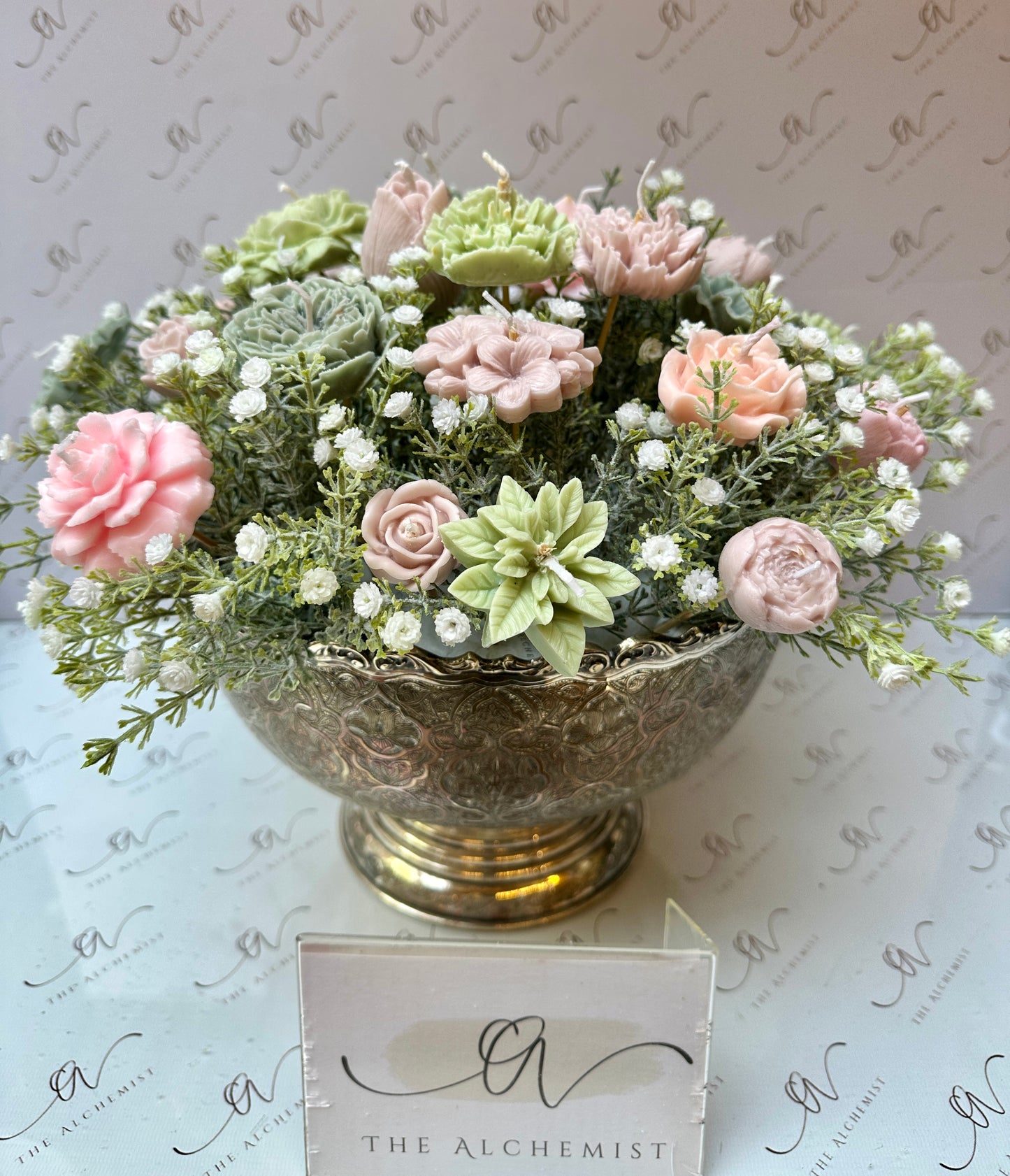 Cashmere Green Flowers Bouquet - baby flowers - by the Alchemist