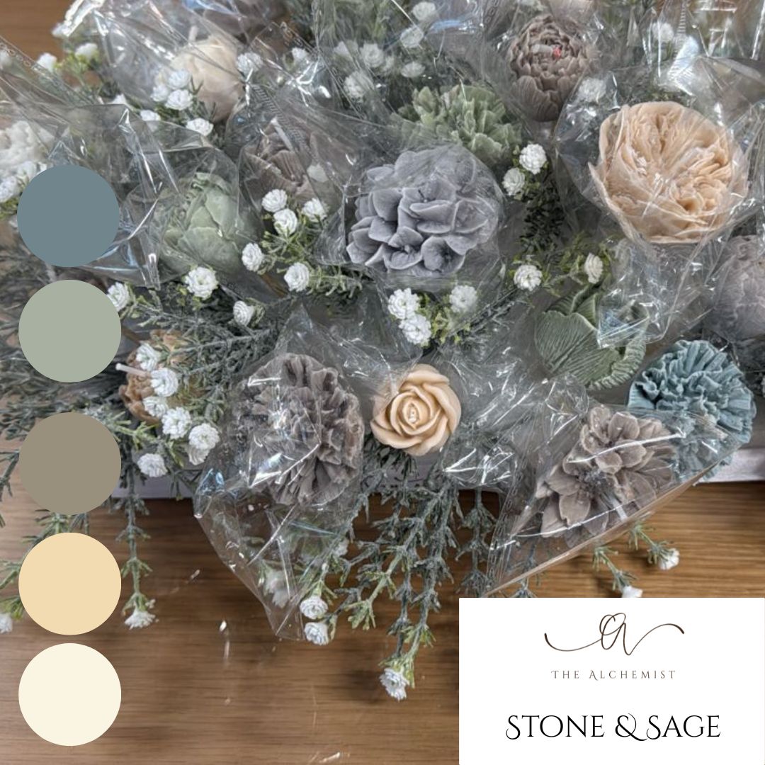 Stone & Sage Flowers Bouquet - baby flowers - by the Alchemist